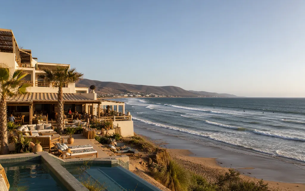 Radisson Blu Resort Taghazout Bay Surf Beach terraces above the surf — contemporary beach resort in Taghazout Morocco